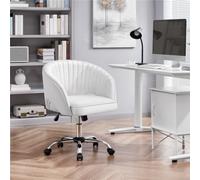 Yaheetech Accent Armchair With Tufted Barrel - White / Faux Leather