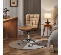 Yaheetech Adjustable Armless Desk Chair With Chrome-Finish Metal Base - Retro Brown