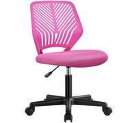 Yaheetech Adjustable Armless Office Desk Chair - Rose Red