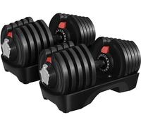 Yaheetech Adjustable Dumbbell Set Dumbbells Pair 16 in 1 Adjustable Weights 40KG with Non-Slip Handle & Safety Locking Mechanism, Home Gym Strength Training Equipment for Full Bodybuilding