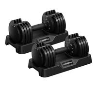 Yaheetech Adjustable Dumbbells Pair, 12KG 5-in-1 Quick-Adjust Dumbbells, Space-Saving with Non-Slip Handle and Base for Home Gym Workout Strength Training Full Bodybuilding
