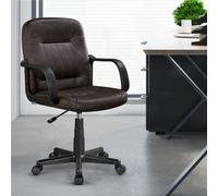 Yaheetech Adjustable Faux Leather Office Chair With Wheels And Armrests - Brown