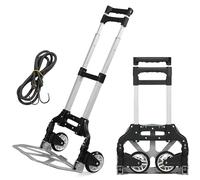 Yaheetech Aluminum Folding Hand Truck Heavy Duty Sack Trolley with Wheels Foldable Barrow Cart 75kg Load Capacity, Black