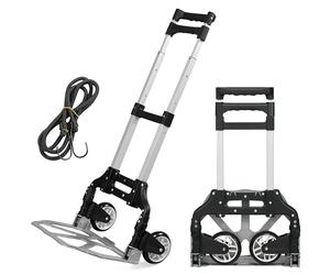 Yaheetech Aluminum Folding Hand Truck Heavy Duty Sack Trolley with Wheels Foldable Barrow Cart 75kg Load Capacity, Black