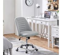 Yaheetech Armless Adjustable Desk Chair With Rolling Wheels - Light Grey / Linen Fabric