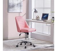 Yaheetech Armless Adjustable Desk Chair With Rolling Wheels - Pink / Faux Leather