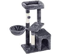 Yaheetech Basic Cat Tree Condo with Sisal Scratching, Dark Grey | Cat Tower for Indoor Cats, Scratcher Kitten Activity Centre, Padded Plush Perch, Basket