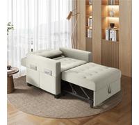 Yaheetech Beige 3-In-1 Convertible Sleeper Chair Bed With Adjustable Backrest And Back Pillow