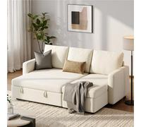 Yaheetech Beige 3 Seater Convertible Corner L-Shaped Sofa With Reversible Chaise And Storage Compartment