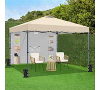 Yaheetech Beige 8Ft Pop-Up Canopy With One Sidewall And Storage Pockets