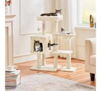 Yaheetech Beige 96Cm 4-Level Cat Tree Condo With Plush Perch Cat Climbing Tower With Scratching Posts