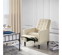 Yaheetech Beige Fabric Recliner Sofa With Adjustable Back