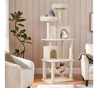 Yaheetech Beige Multi Level Cat Tree Kitten Condo With Scratching Post And Dangling Ball