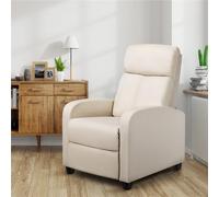 Yaheetech Beige Pu Leather Recliner Chair With Pocket