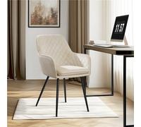 Yaheetech Beige Set Of 2 Upholstered Velvet Dining Chairs With Metal Legs