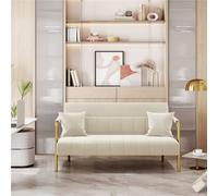 Yaheetech Beige Upholstered Sofa Couch With Gold Tone Metal Arms And Legs