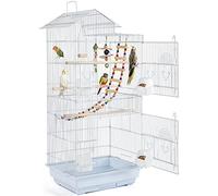 Yaheetech Bird Cage 99cm Roof Top Parrot Cage Metal Budgie Cage for Canary/Cockatiel/Parakeet White