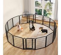 Yaheetech Black 12 Panel Dog Pen Metal Pet Playpen 65X80Cm