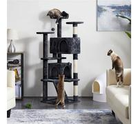 Yaheetech Black 158Cm Multilevel Cat Tree Plush Cat Tower Medium