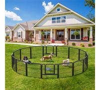 Yaheetech Black 16 Panel Dog Pen Metal Pet Playpen 63X63Cm