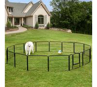 Yaheetech Black 16 Panel Dog Pen Metal Pet Playpen 80X60Cm