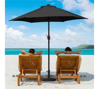 Yaheetech Black 2.3M Tiltable Patio Parasol Market Umbrella With Crank