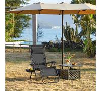 Yaheetech Black 2Pcs Outdoor Zero Gravity Chair With Cupholder/pillow