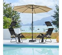 Yaheetech Black 2Pcs Outdoor Zero Gravity Chair With Sunshade/cupholder Sun Reclining Loungers Adjustable Chairs