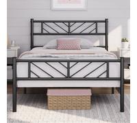 Yaheetech Black 3Ft Single Metal Bed Frame With Arrow Design Headboard And Footboard