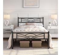 Yaheetech Black 3Ft Single Metal Bed Frame With Cloud-Inspired Design Headboard