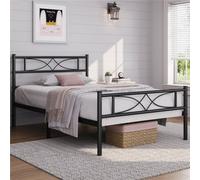 Yaheetech Black 3Ft Single Metal Bed Frame With Curved Design Headboard And Footboard