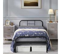 Yaheetech Black 3Ft Single Metal Bed Frame With High Headboard Strong Iron Platform Bed For Bedroom