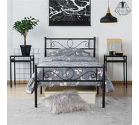 Yaheetech Black 3Ft Single Metal Bed Frame With Scroll Design Headboard And Footboard