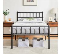 Yaheetech Black 3Ft Single Metal Bed Frame With Slatted Headboard And Footboard
