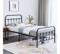 Yaheetech Black 3Ft Single Vintage Metal Bed Frame With High Headboard And Footboard