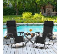 Yaheetech Black 3Pcs Outdoor Zero Gravity Chairs With Table