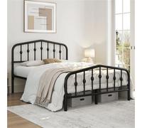 Yaheetech Black 4Ft6 Double Metal Bed Frame With Arched Headboard And Footboard