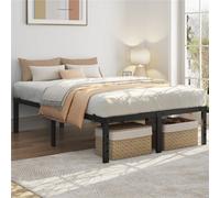 Yaheetech Black 4Ft6 Double Metal Bed Frame With Heavy Duty Steel Slat Support, 36Cm