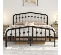Yaheetech Black 5Ft King Metal Bed Frame With Arched Headboard And Footboard