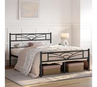 Yaheetech Black 5Ft King Metal Bed Frame With Cloud-Inspired Design Headboard