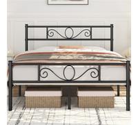 Yaheetech Black 5Ft King Metal Bed Frame With Scroll Design Headboard And Footboard