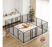 Yaheetech Black 6-Panel Foldable Metal Dog Playpen With Door