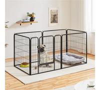 Yaheetech Black 6 Panel Metal Dog Pen Pet Playpen 80X80Cm
