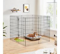 Yaheetech Black 8 Panel Dog Pen Foldable Metal Pet Playpen 61X107Cm