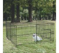 Yaheetech Black 8 Panel Dog Pen Foldable Metal Pet Playpen 61X61Cm
