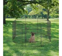 Yaheetech Black 8 Panel Dog Pen Foldable Metal Pet Playpen 61X76Cm