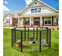 Yaheetech Black 8 Panel Dog Pen Metal Pet Playpen 80X100Cm