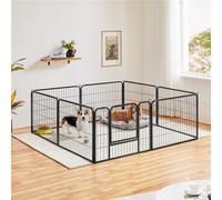 Yaheetech Black 8 Panel Dog Pen Metal Pet Playpen 80X60Cm
