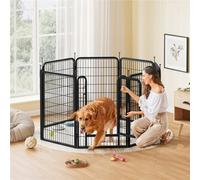 Yaheetech Black 8 Panel Foldable Metal Pet Playpen With Door 68X100Cm