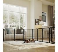 Yaheetech Black 8 Panels Solid Metal Dog Playpen With Door 65X80Cm